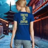 Camiseta Mujer Manga Corta Ultramarino de espaldas para publicidad